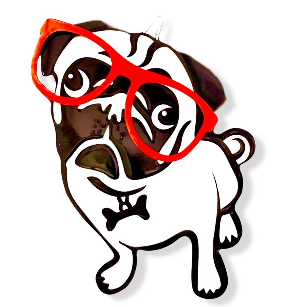 Metal Hanging Wall Art ◈ Pug Glasses